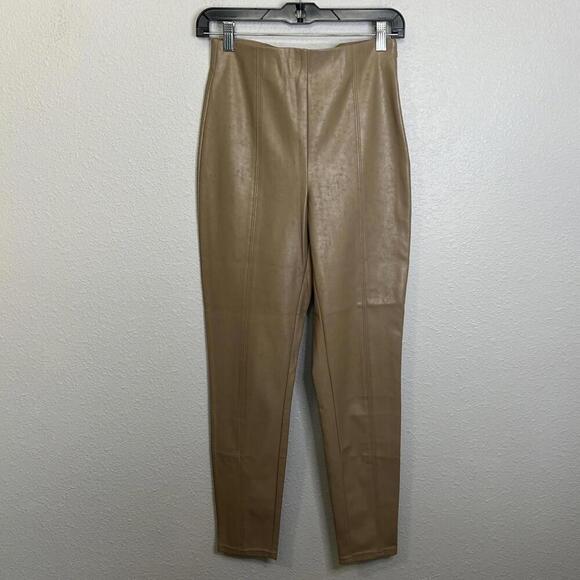 Aritzia Pants - Aritzia Babaton Leather Slim Pant Tan Size 4